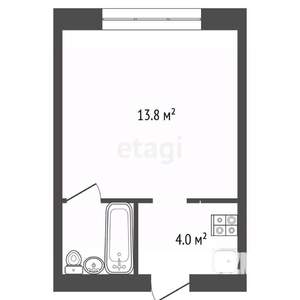 1-к квартира, вторичка, 20м2, 4/5 этаж
