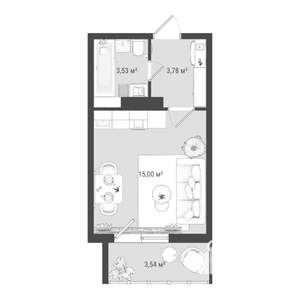 Студия квартира, строящийся дом, 26м2, 1/16 этаж