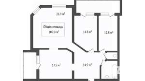 3-к квартира, вторичка, 101м2, 6/11 этаж