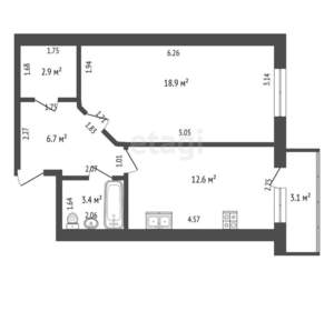 1-к квартира, вторичка, 45м2, 8/10 этаж