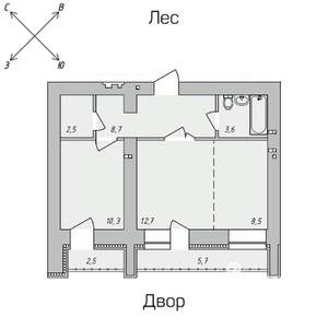 1-к квартира, строящийся дом, 50м2, 5/9 этаж