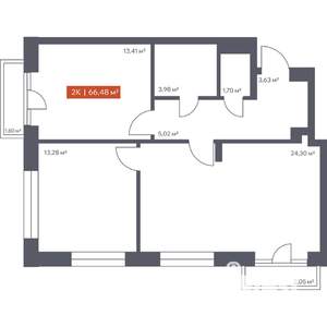 2-к квартира, вторичка, 66м2, 4/10 этаж