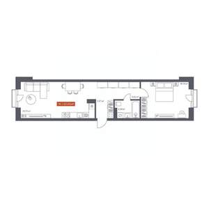 1-к квартира, строящийся дом, 62м2, 9/30 этаж