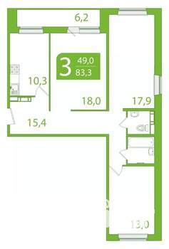 3-к квартира, вторичка, 80м2, 7/10 этаж