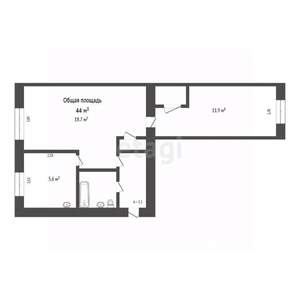 2-к квартира, вторичка, 44м2, 5/5 этаж