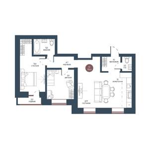 3-к квартира, строящийся дом, 78м2, 1/7 этаж