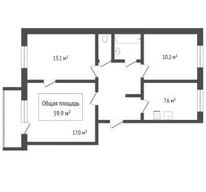 3-к квартира, вторичка, 60м2, 4/5 этаж