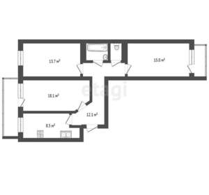 3-к квартира, вторичка, 70м2, 3/9 этаж