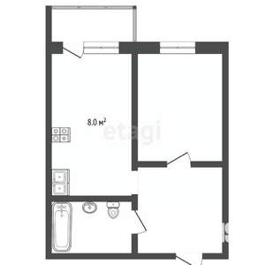 1-к квартира, вторичка, 45м2, 6/6 этаж