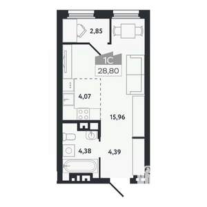 Студия квартира, вторичка, 29м2, 4/26 этаж