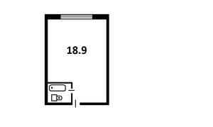 1-к квартира, вторичка, 19м2, 2/5 этаж