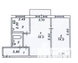 2-к квартира, вторичка, 46м2, 5/5 этаж