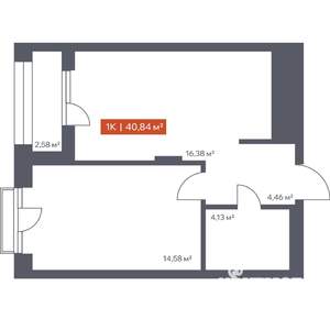 1-к квартира, вторичка, 41м2, 9/10 этаж