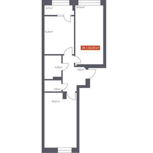 2-к квартира, строящийся дом, 65м2, 4/30 этаж