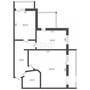 3-к квартира, вторичка, 74м2, 4/6 этаж