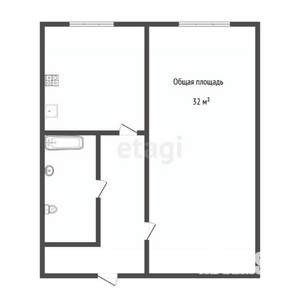 1-к квартира, вторичка, 32м2, 4/5 этаж