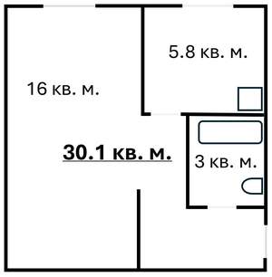 1-к квартира, вторичка, 30м2, 1/3 этаж