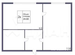 2-к квартира, вторичка, 25м2, 4/5 этаж