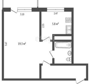 1-к квартира, вторичка, 33м2, 4/5 этаж