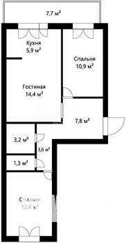 2-к квартира, вторичка, 60м2, 14/17 этаж