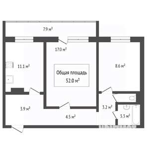 2-к квартира, вторичка, 60м2, 2/10 этаж