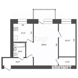 2-к квартира, вторичка, 44м2, 3/5 этаж