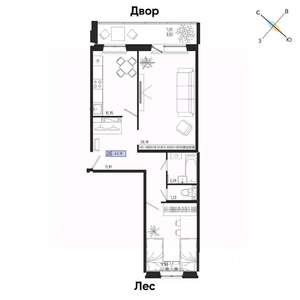 2-к квартира, вторичка, 63м2, 6/17 этаж