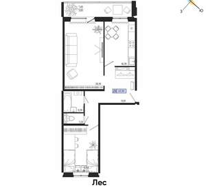 2-к квартира, вторичка, 63м2, 1/17 этаж