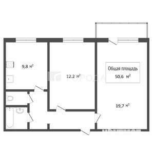 2-к квартира, вторичка, 51м2, 7/9 этаж