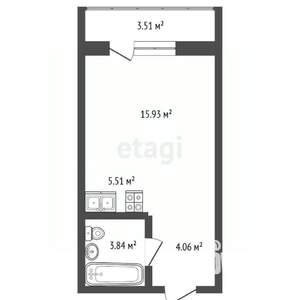 1-к квартира, вторичка, 38м2, 3/12 этаж