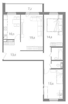 3-к квартира, вторичка, 81м2, 6/17 этаж