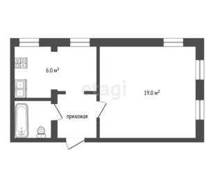 1-к квартира, вторичка, 33м2, 2/2 этаж