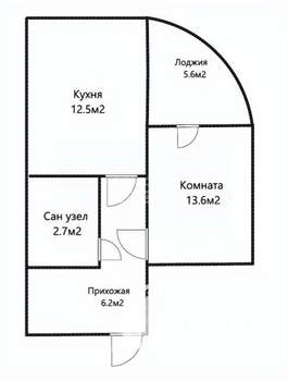 1-к квартира, вторичка, 35м2, 6/6 этаж