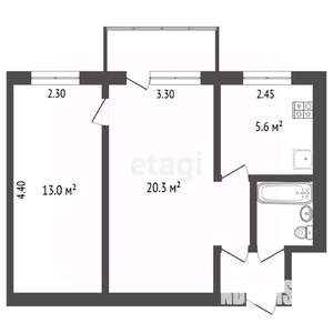 2-к квартира, вторичка, 44м2, 3/4 этаж