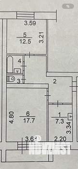 2-к квартира, вторичка, 54м2, 5/5 этаж