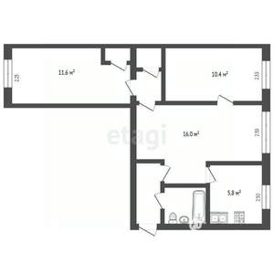 3-к квартира, вторичка, 55м2, 2/5 этаж