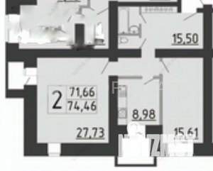 3-к квартира, вторичка, 74м2, 9/17 этаж