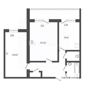 2-к квартира, вторичка, 45м2, 2/9 этаж