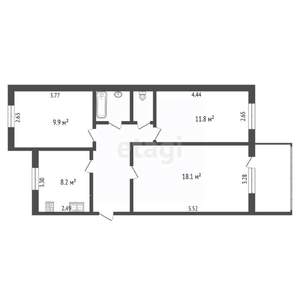 3-к квартира, вторичка, 60м2, 4/6 этаж