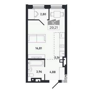 Студия квартира, вторичка, 29м2, 13/26 этаж