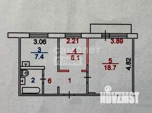 2-к квартира, вторичка, 42м2, 5/5 этаж