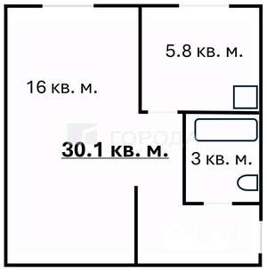 1-к квартира, вторичка, 30м2, 1/3 этаж