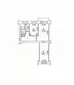 3-к квартира, вторичка, 61м2, 5/5 этаж