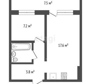 1-к квартира, вторичка, 34м2, 7/17 этаж