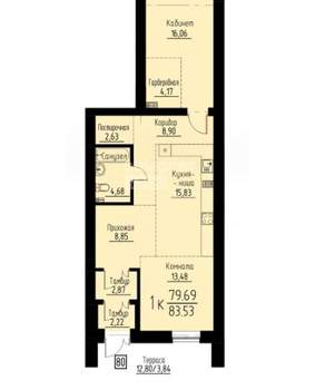 3-к квартира, вторичка, 84м2, 1/10 этаж