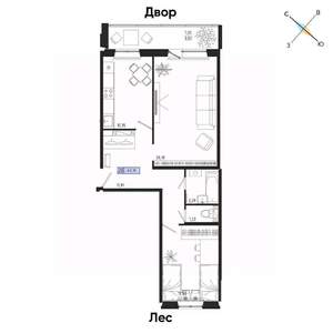 2-к квартира, вторичка, 63м2, 14/17 этаж