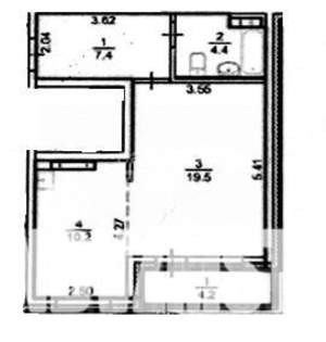 1-к квартира, вторичка, 42м2, 17/17 этаж