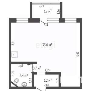 1-к квартира, вторичка, 41м2, 5/6 этаж