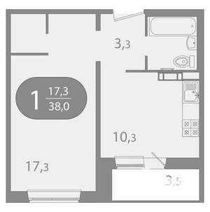 1-к квартира, вторичка, 38м2, 7/10 этаж
