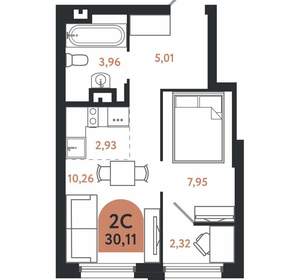 2-к квартира, вторичка, 30м2, 7/26 этаж